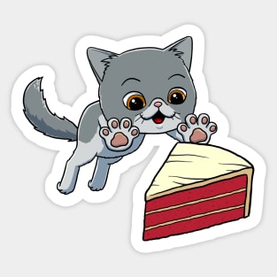 Exotic Shorthair Cat excited to eat Red Velvet Cake Sticker